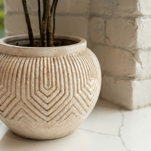 Linden Concrete Vessel Natural Sandstone, 8"D X 6"H