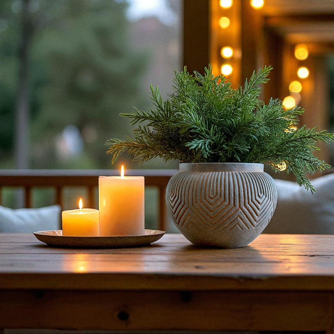 Linden Concrete Vessel in Rustic Umber, 8"D X 6"H