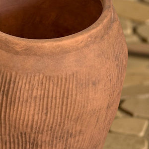 Pompeii Colossus, Fiber Clay Vessel in Burnt Sienna, Weathered Black or Aged Gray, 11"D x 20"H