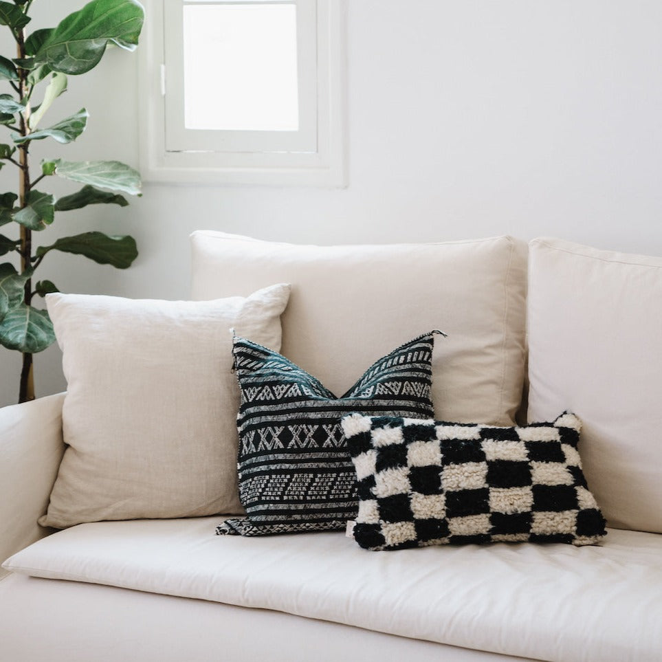 Desert Stripe Cactus Silk Pillow | Black