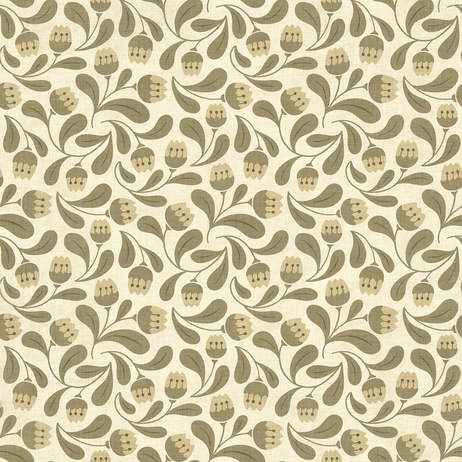 Whimsical Bloom Wallpaper - Soft Green & Cream Floral