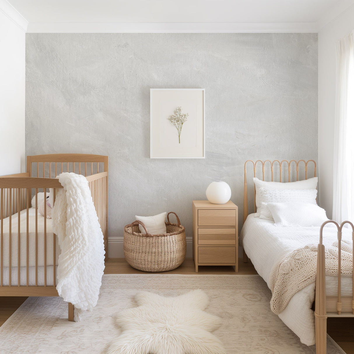 Modern Limewash Wallpaper - Soft Faux Plaster Wall Mural