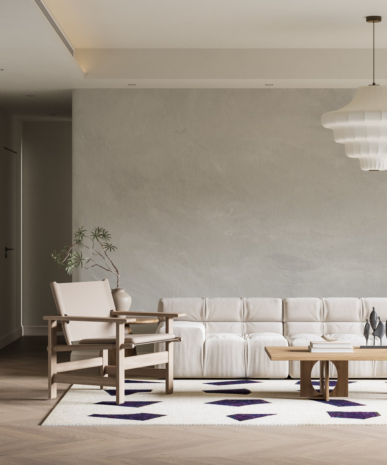 Modern Limewash Wallpaper - Soft Faux Plaster Wall Mural