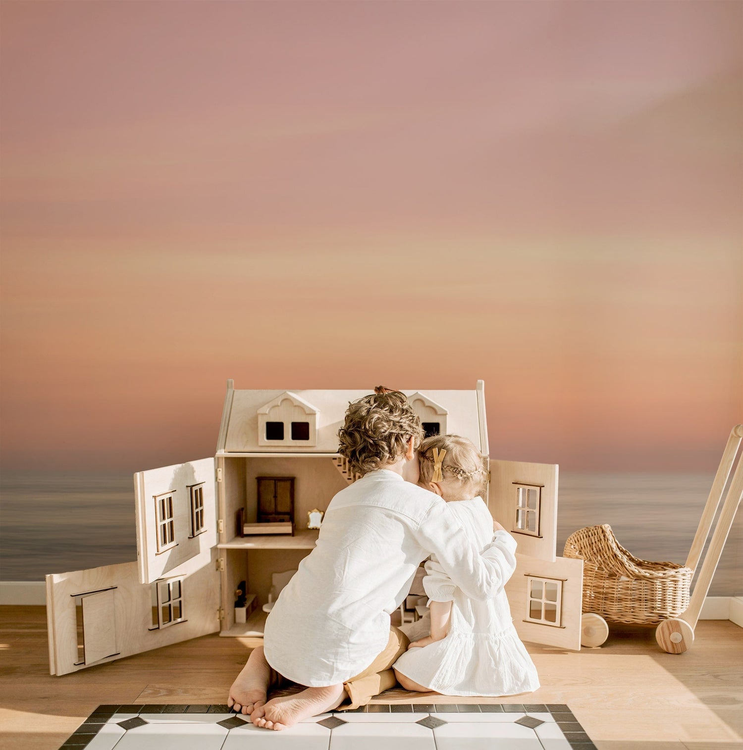 Abstract Sunset Ocean Wallpaper Mural