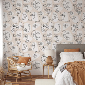 Abstract Line Face Wallpaper - Bohemian Woman Face Wallpaper