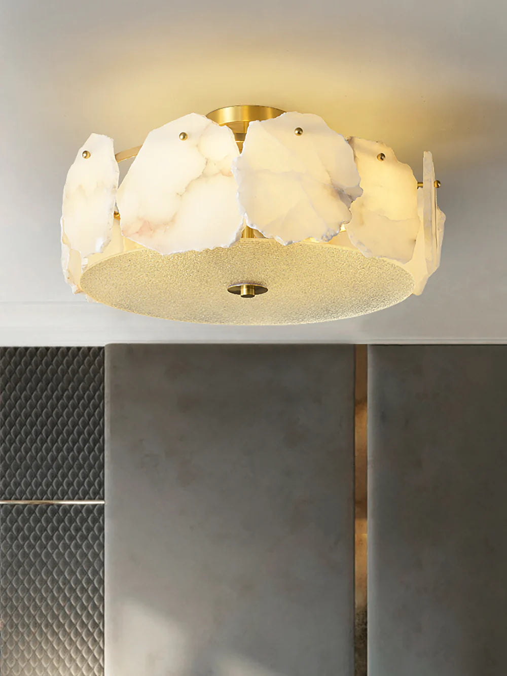 Alabaster Artze Brass Ceiling Light