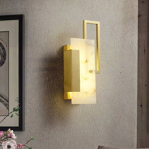 Alabaster Brass Wall Sconce