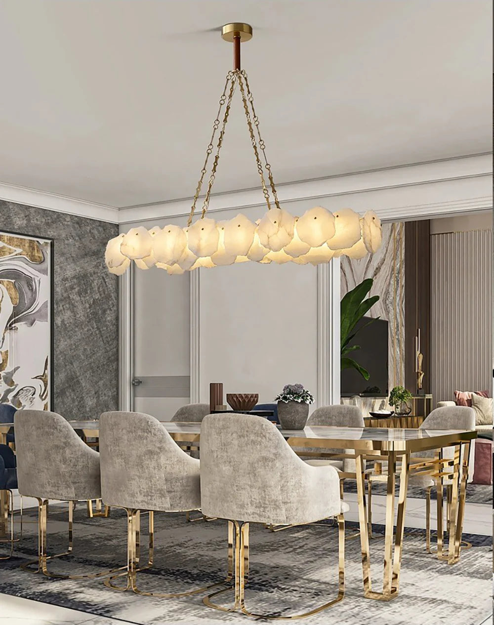 Alabaster Burton Round Chandelier