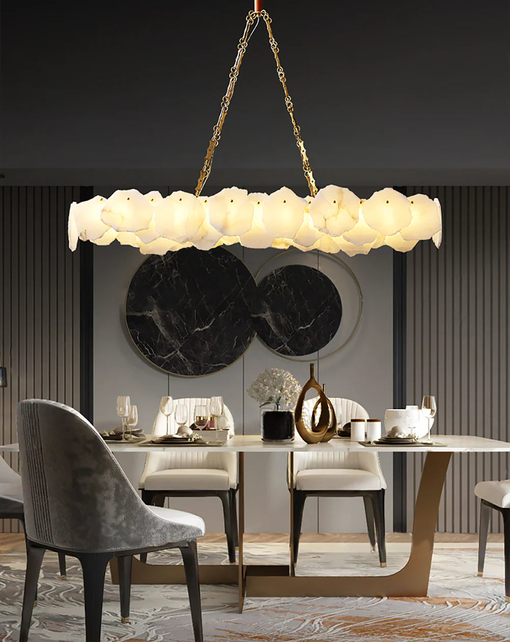 Alabaster Burton Round Chandelier
