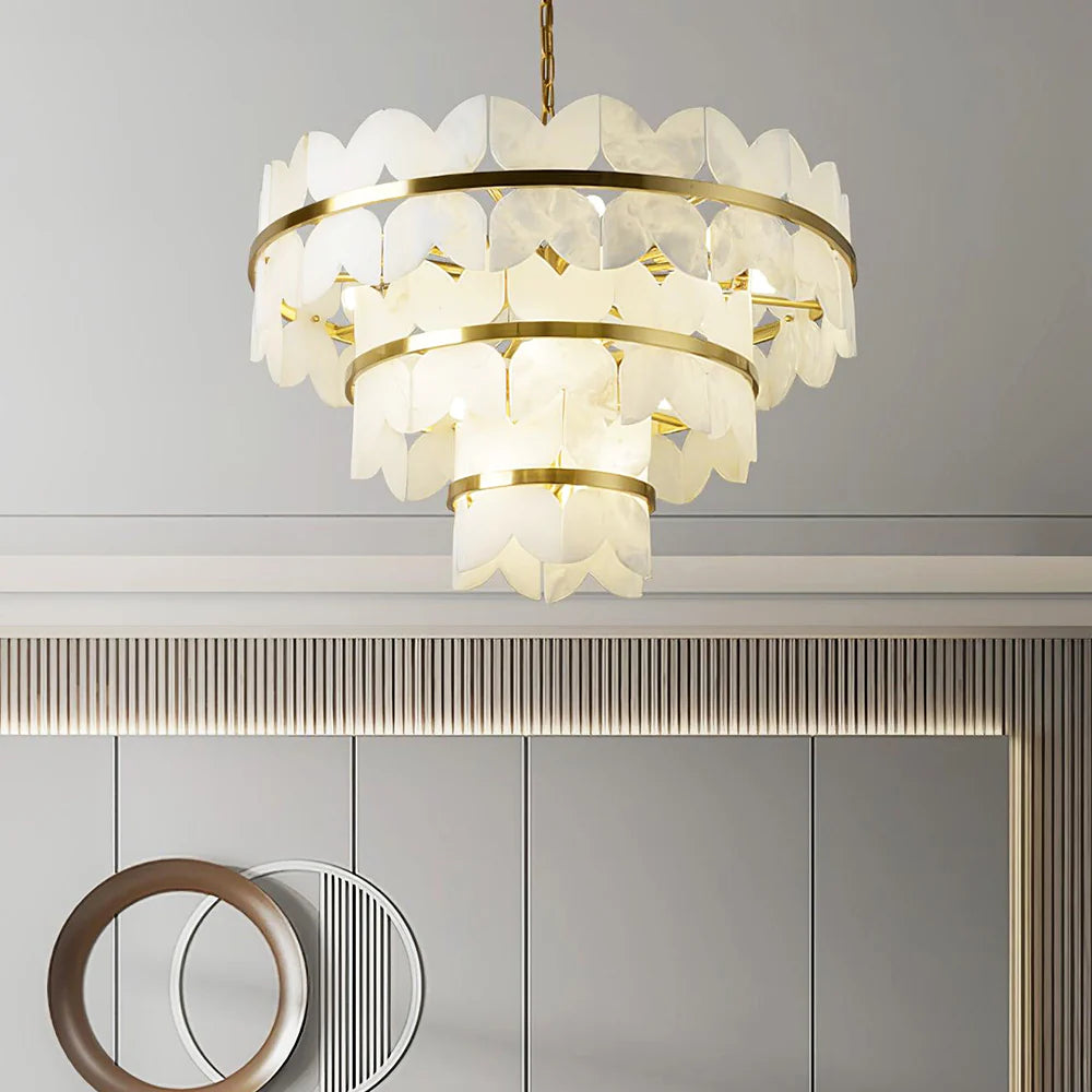 Alabaster Butterfly Round Chandelier