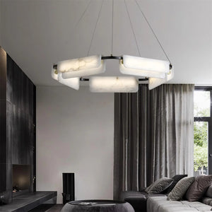 Delia Rectangular Alabaster Chandelier