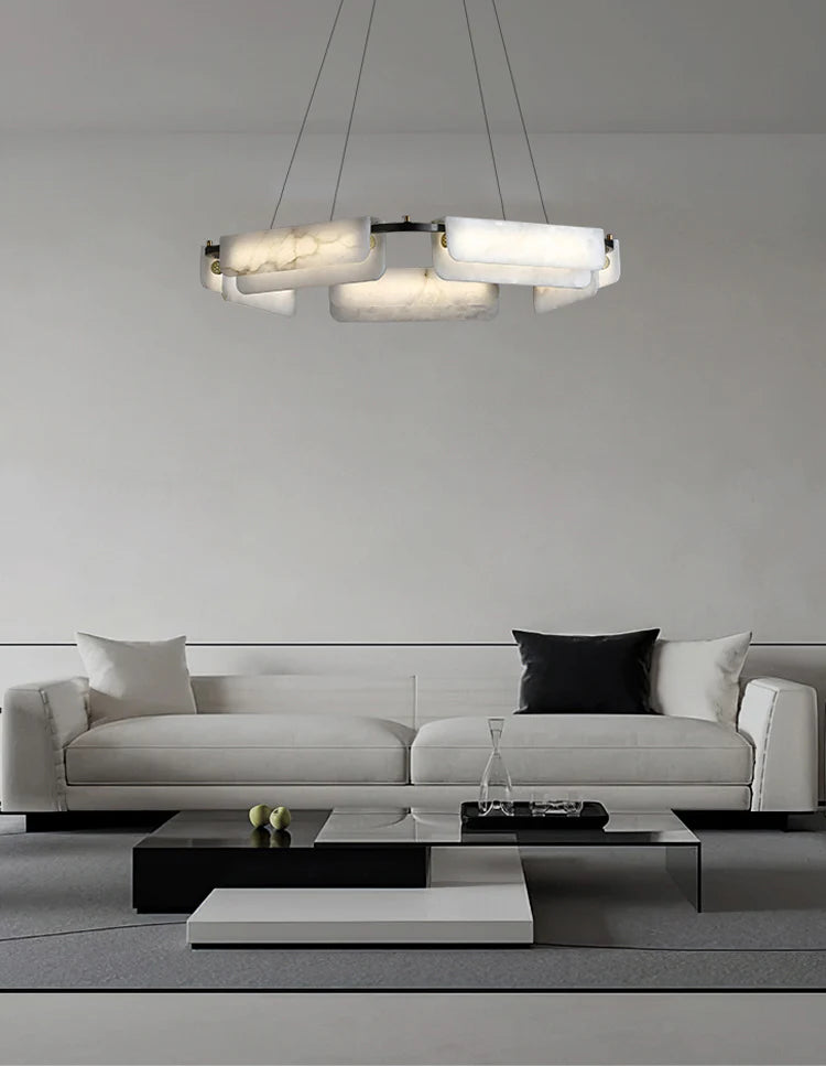 Delia Rectangular Alabaster Chandelier