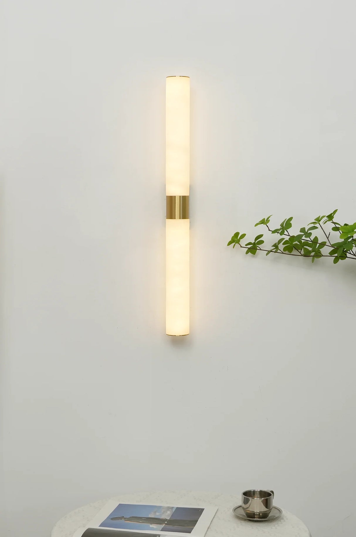 Cylindrical Alabaster Line Wall Light