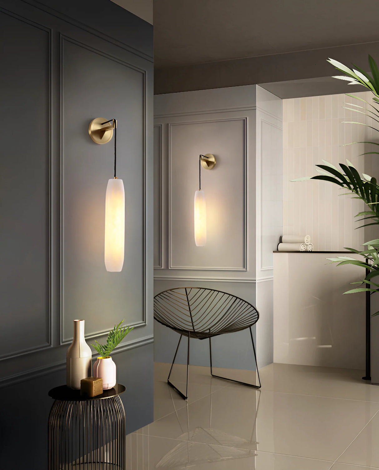 Alabaster Flute Wall Lamp