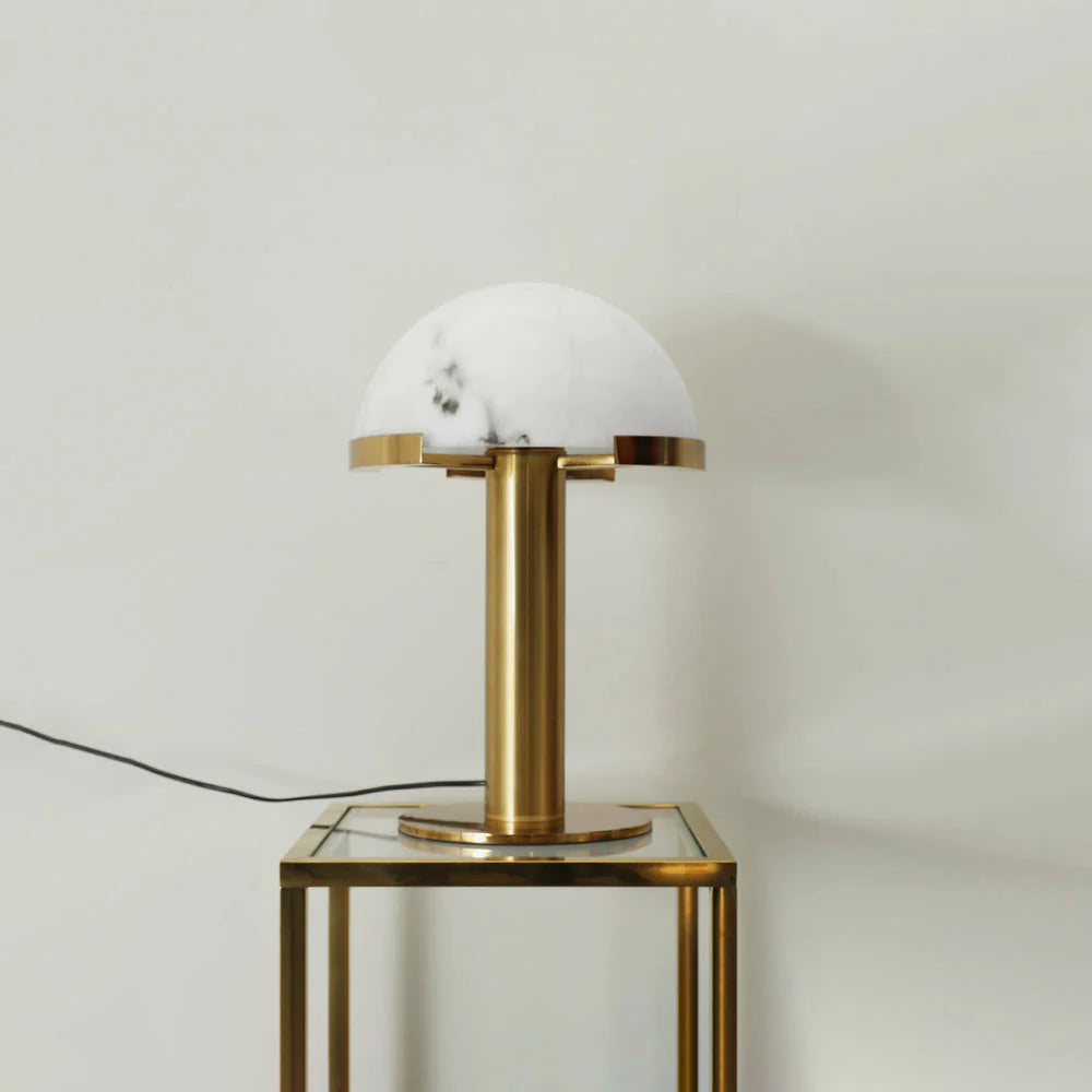 Hemispherical Alabaster Table Lamp