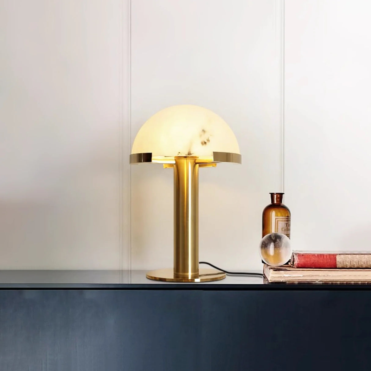 Hemispherical Alabaster Table Lamp