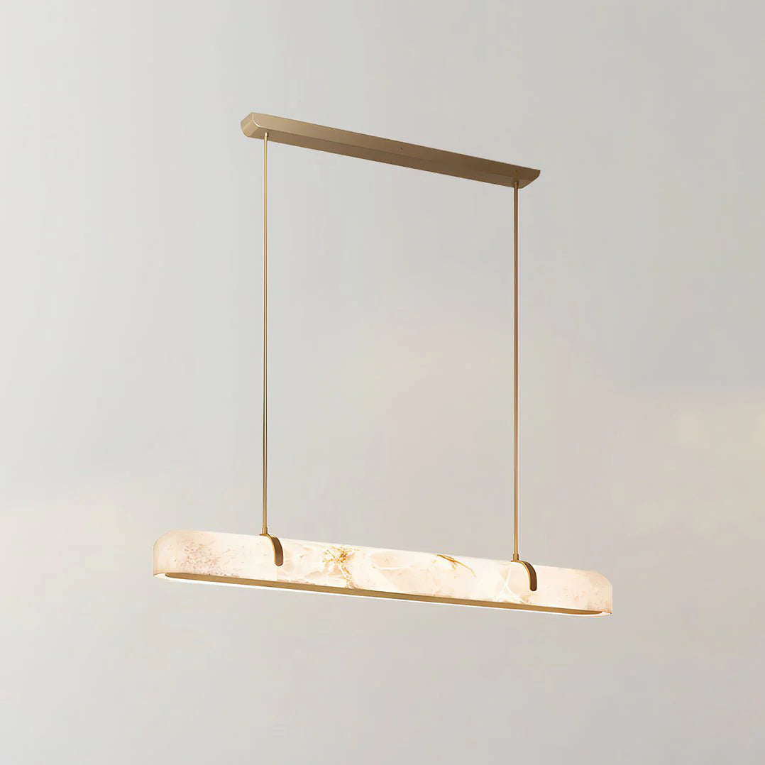 Alabaster Linear Brass Chandelier