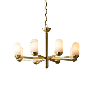 Alabaster Luxury Moonshade Brass Chandelier