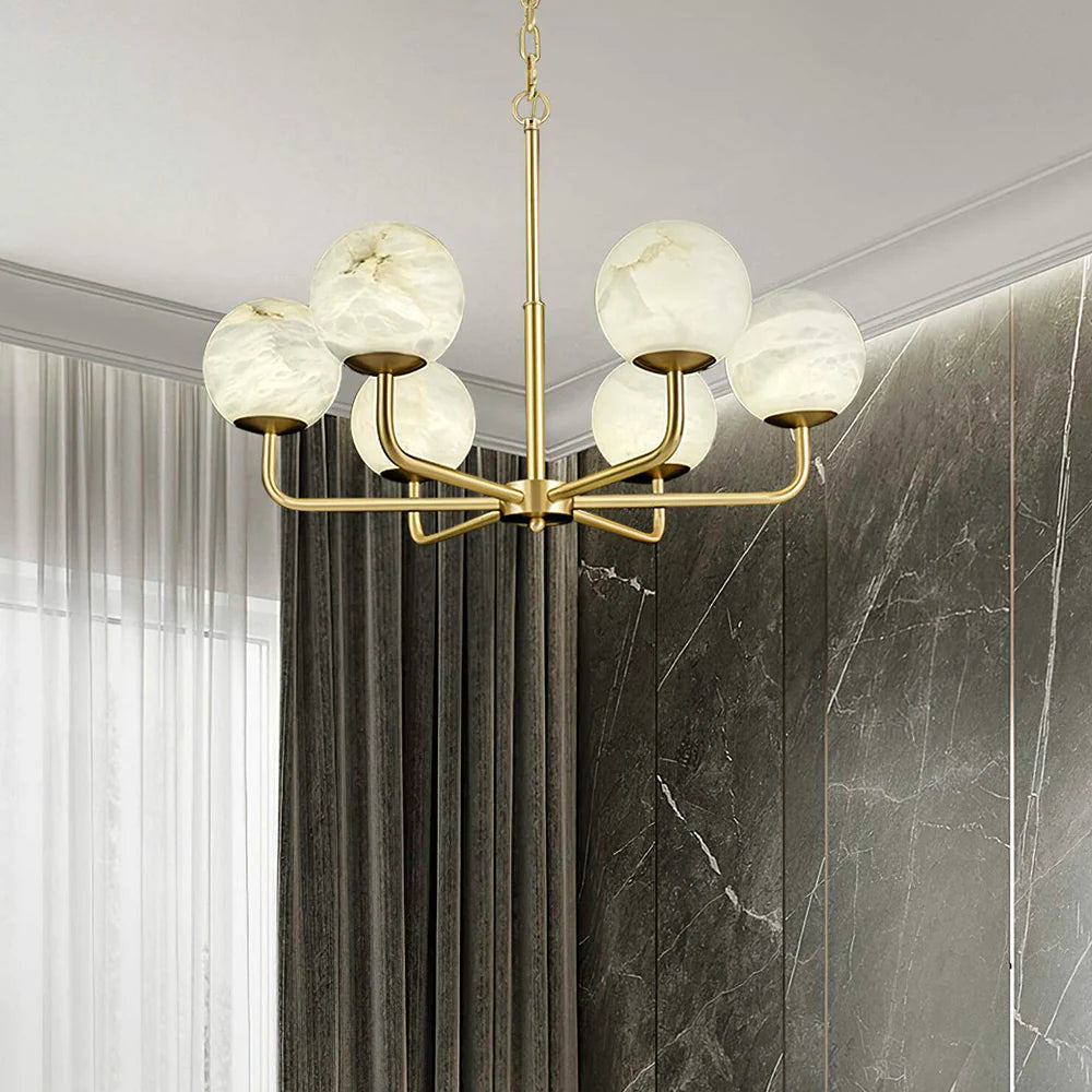 Alabaster Maytoni Erich Brass Chandelier
