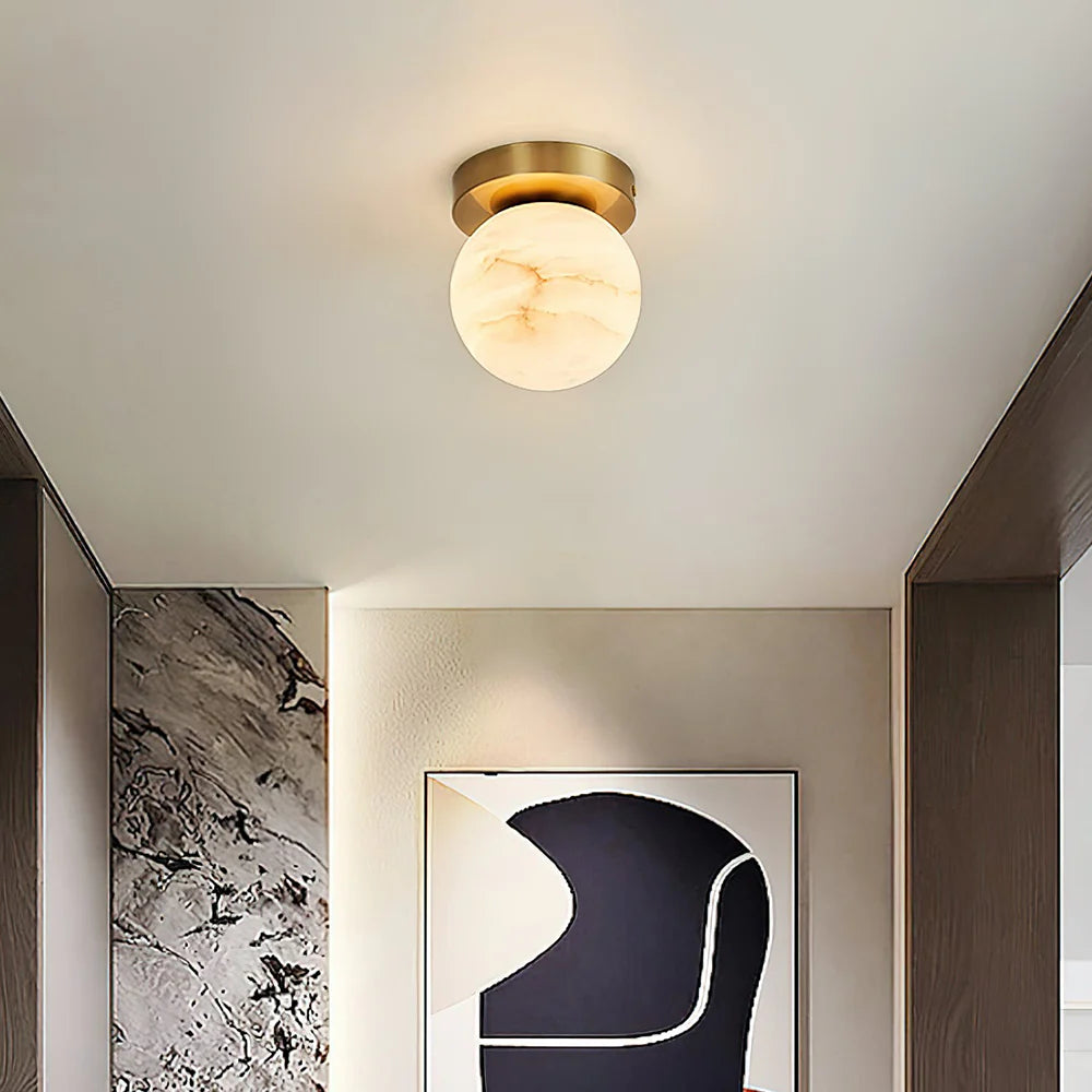 Alabaster Melange Brass Ceiling Light