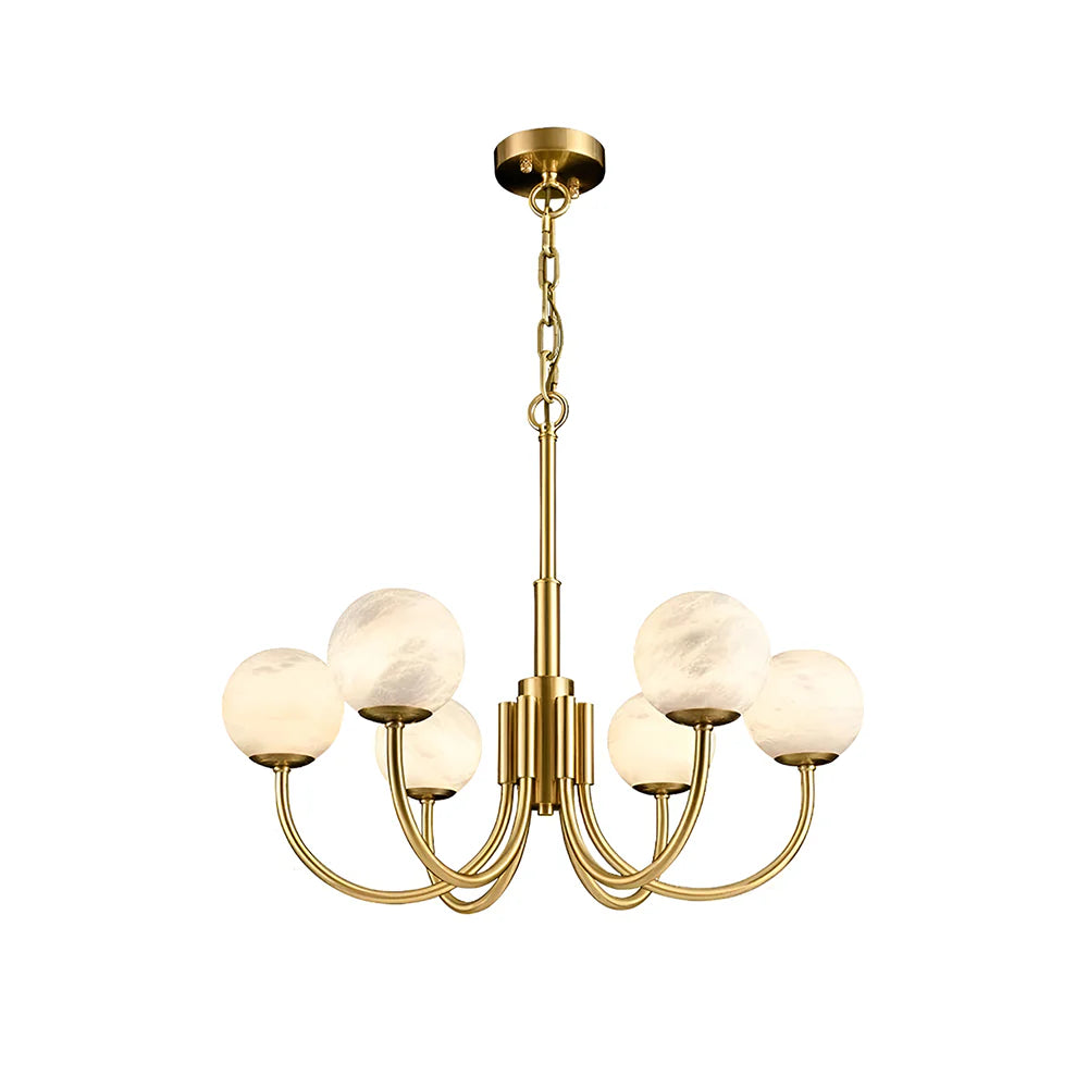 Alabaster Modern Brass Chandelier