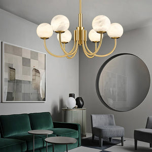 Alabaster Modern Brass Chandelier
