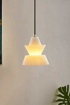 Alabaster Modern Hat Shape Pendant Light