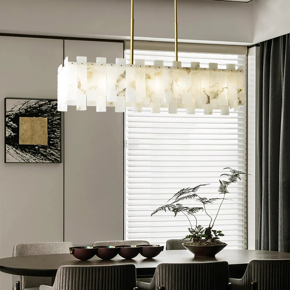 Alabaster Rectangular Linear Chandelier
