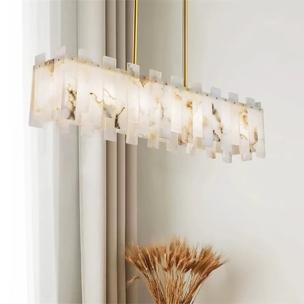 Alabaster Rectangular Linear Chandelier