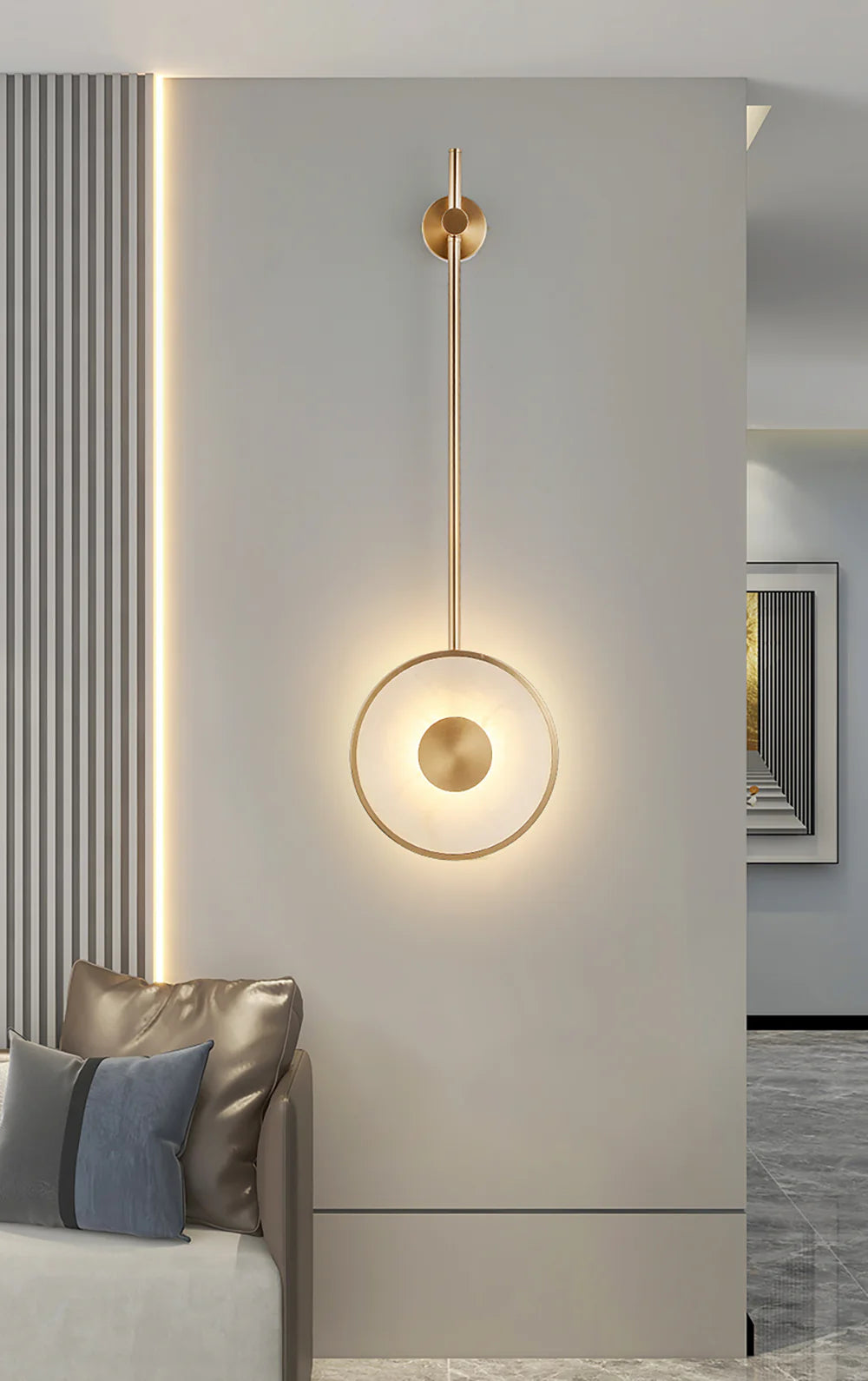Alabaster Modern Round Strip Wall Lamp