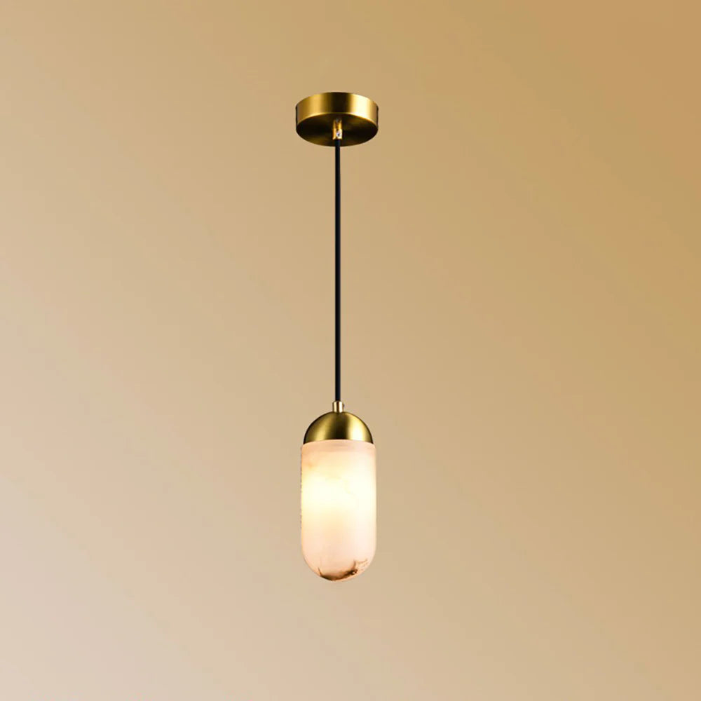 Alabaster Moonshade Copper Pendant Lamp