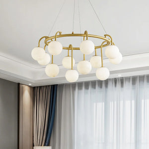 Alabaster Sphere Ring Chandelier