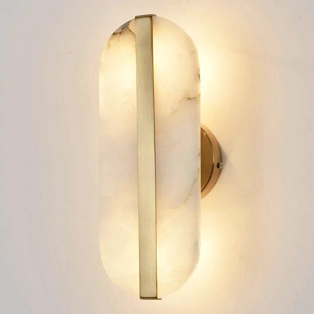 Alabaster Stone Brass Wall Lamp