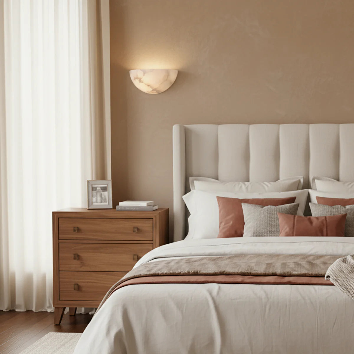 Alabaster Windham Half Bowl Wall Sconce