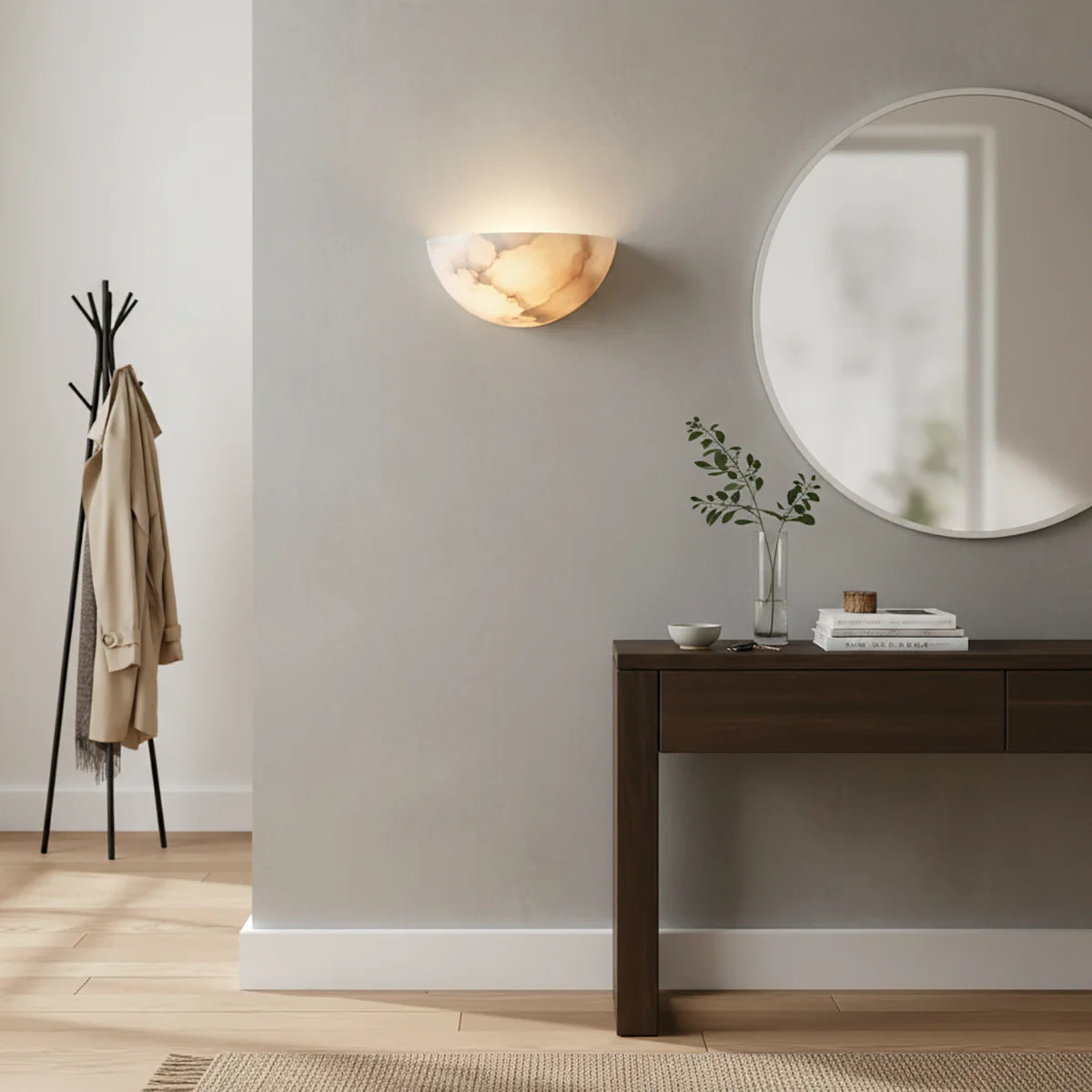 Alabaster Windham Half Bowl Wall Sconce