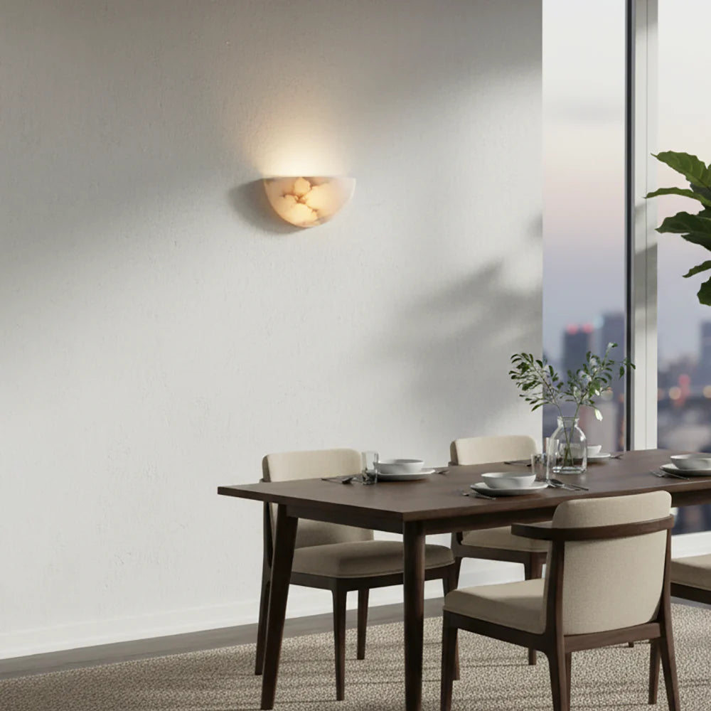 Alabaster Windham Half Bowl Wall Sconce