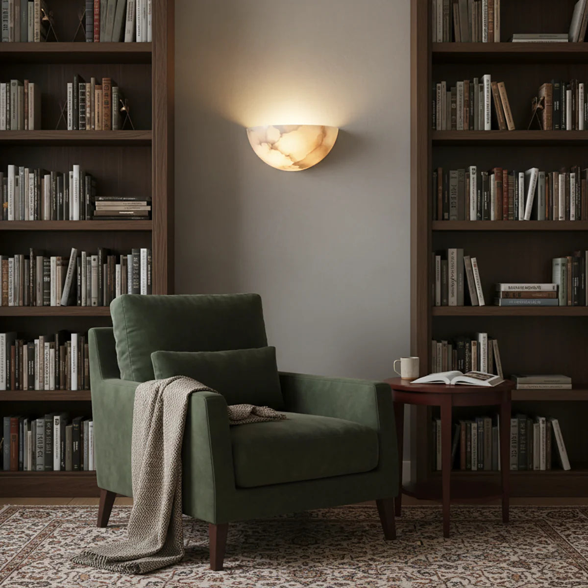 Alabaster Windham Half Bowl Wall Sconce