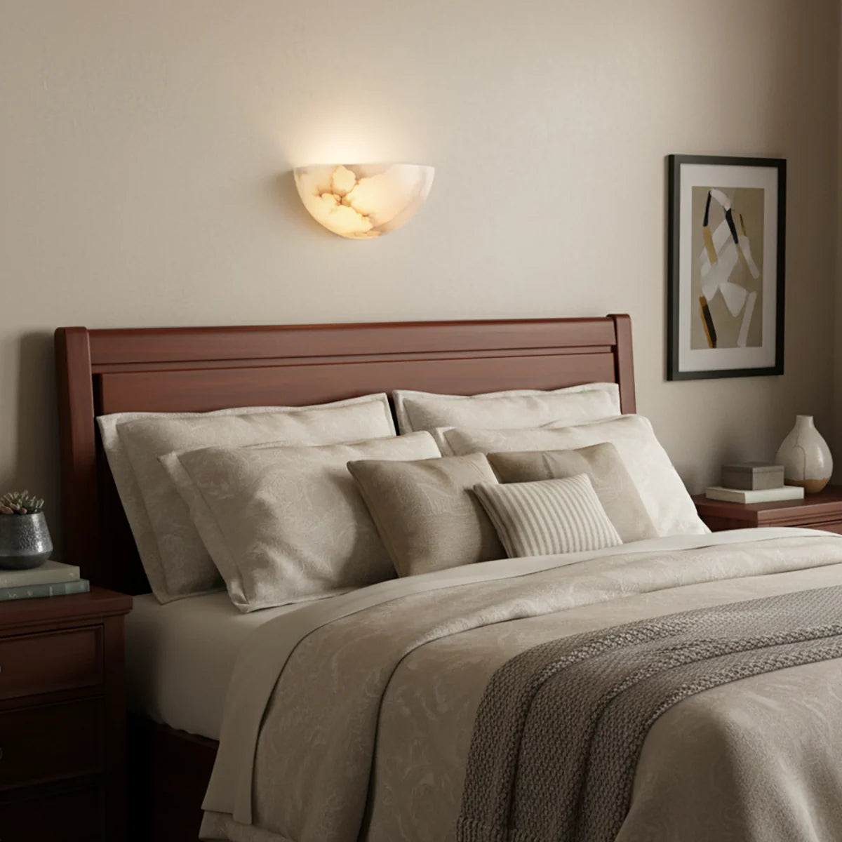 Alabaster Windham Half Bowl Wall Sconce