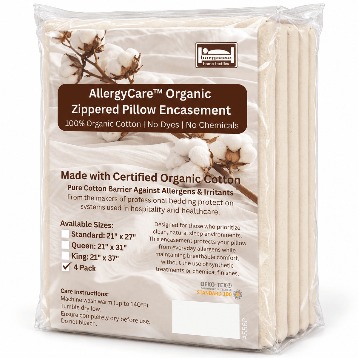 AllergyCare™ Organic Cotton Zippered Pillow Protector