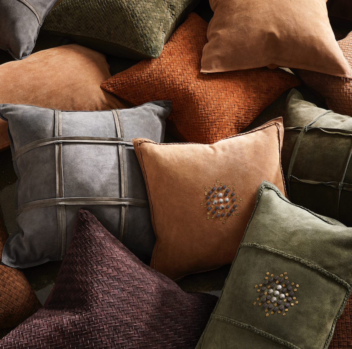 Sonia Suede Pillow 20" x 20" - Olive