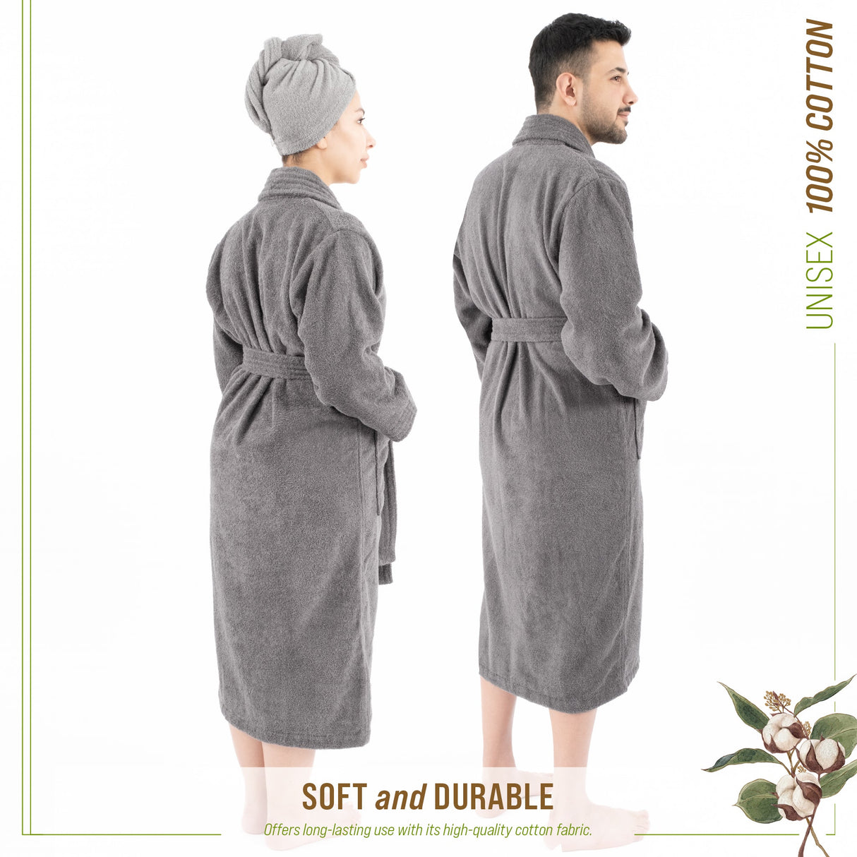 American Soft Linen, 100% Cotton Robes for Women and Men, Soft Lightweight Unisex Couple Turkish Bathrobes