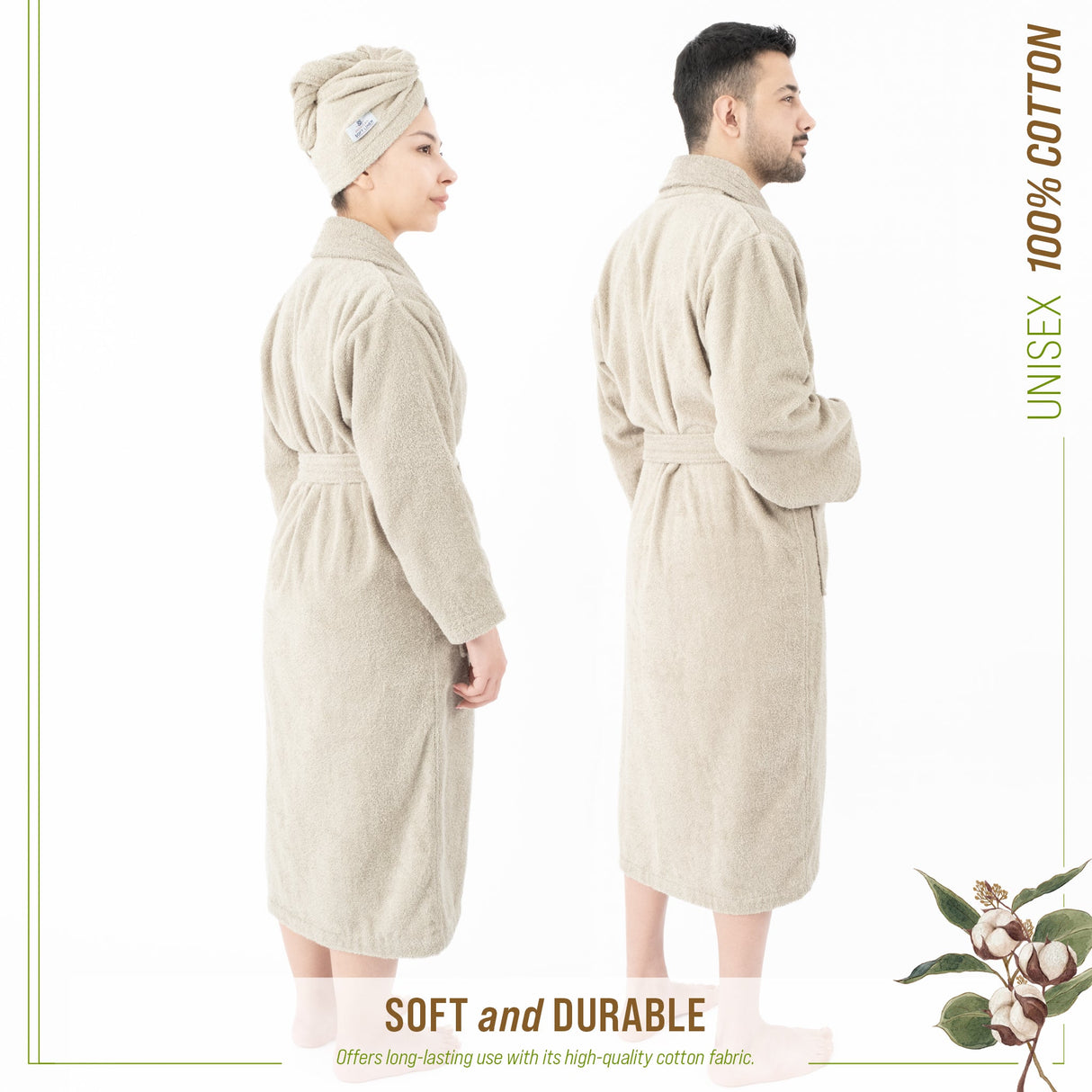 American Soft Linen, 100% Cotton Robes for Women and Men, Soft Lightweight Unisex Couple Turkish Bathrobes