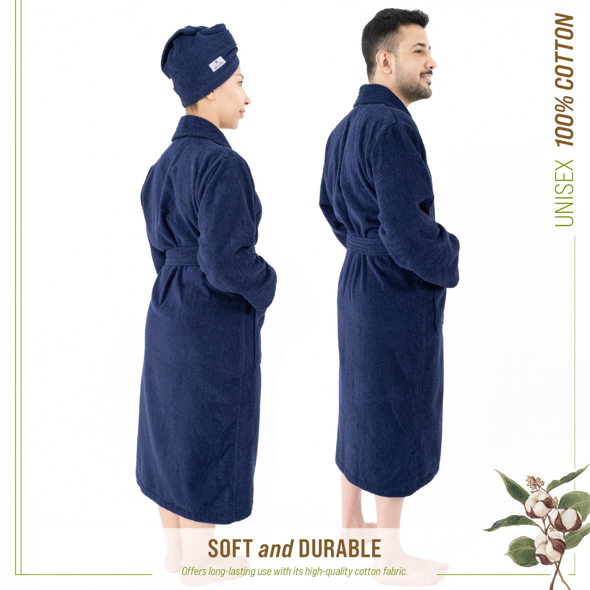 American Soft Linen, 100% Cotton Robes for Women and Men, Soft Lightweight Unisex Couple Turkish Bathrobes