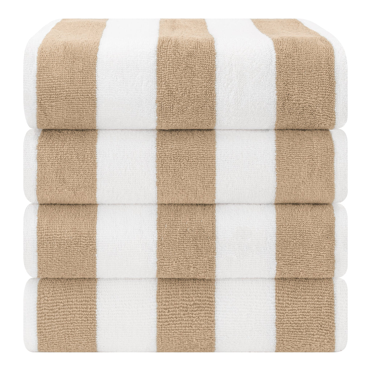 American Soft Linen, Premium Cotton 4 Pack Beach Towels, 30" x 60" Cabana Striped Pool Towels