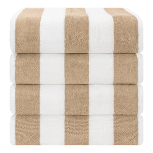 American Soft Linen, Premium Cotton 4 Pack Beach Towels, 30" x 60" Cabana Striped Pool Towels