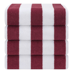 American Soft Linen, Premium Cotton 4 Pack Beach Towels, 30" x 60" Cabana Striped Pool Towels
