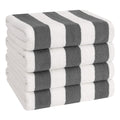 American Soft Linen, Premium Cotton 4 Pack Beach Towels, 30" x 60" Cabana Striped Pool Towels
