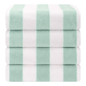 American Soft Linen, Premium Cotton 4 Pack Beach Towels, 30" x 60" Cabana Striped Pool Towels