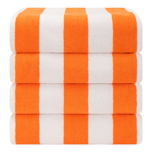 American Soft Linen, Premium Cotton 4 Pack Beach Towels, 30" x 60" Cabana Striped Pool Towels