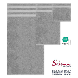 Salem 6 Piece 100% Cotton Luxury Bath Towel Set